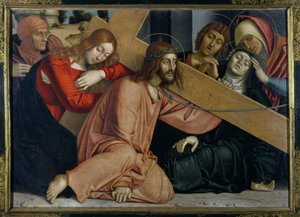 Christus valt onder het kruis